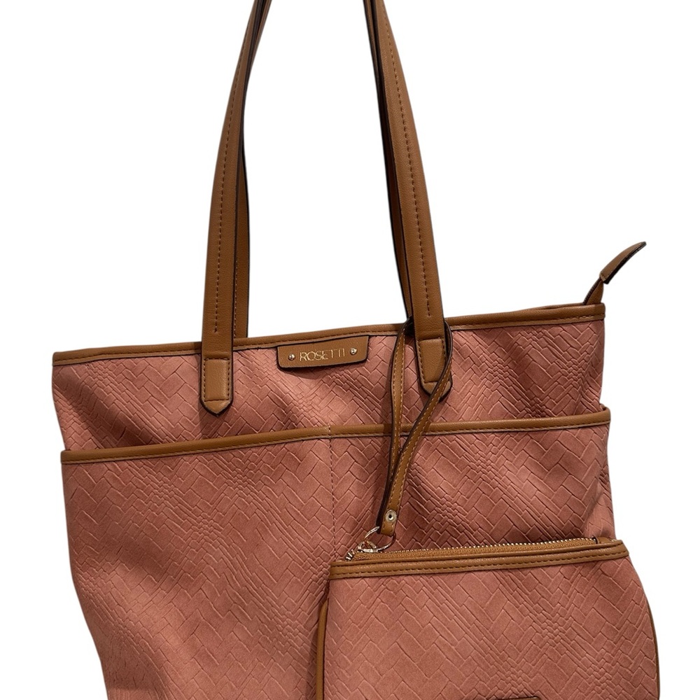 Rosetti Large Pink Tote Bag with Wristlet Zip Top Shoulder Handbag